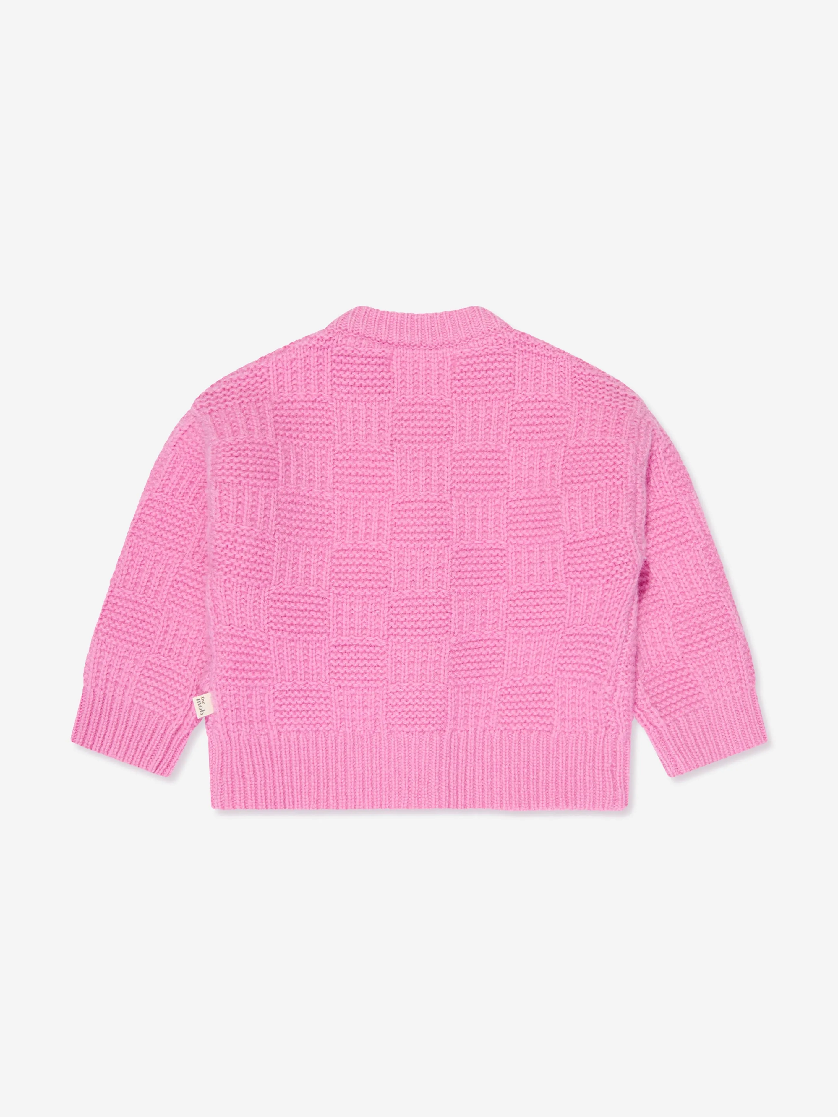 The Bonnie Mob Girls Wool Knit Cardigan in Pink