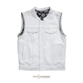 The White Cut Men's Motorcycle Leather Vest