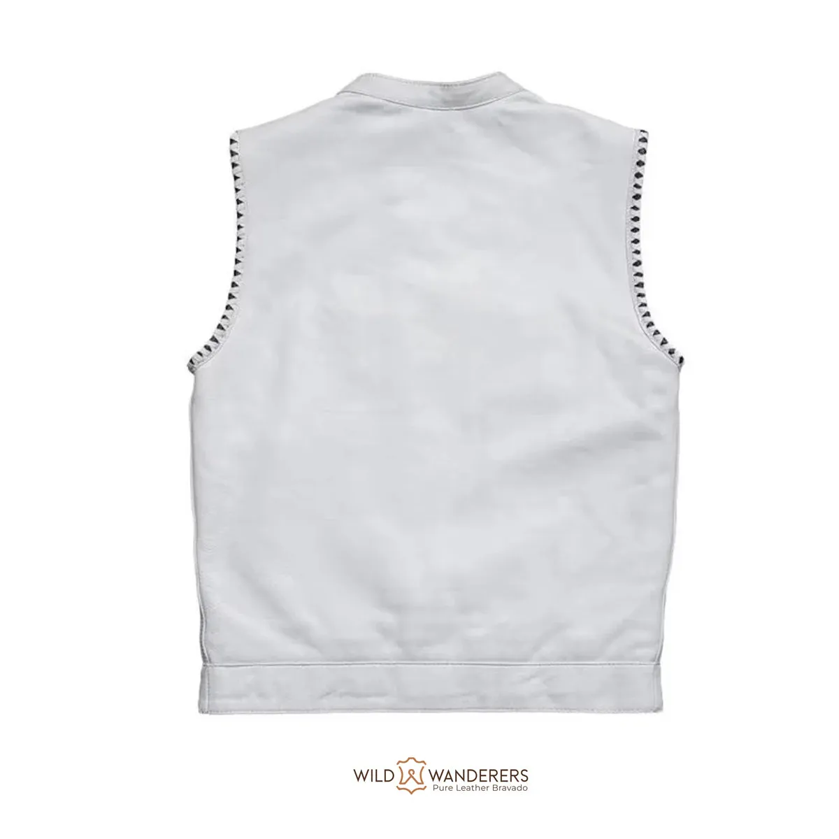 The White Cut Men's Motorcycle Leather Vest