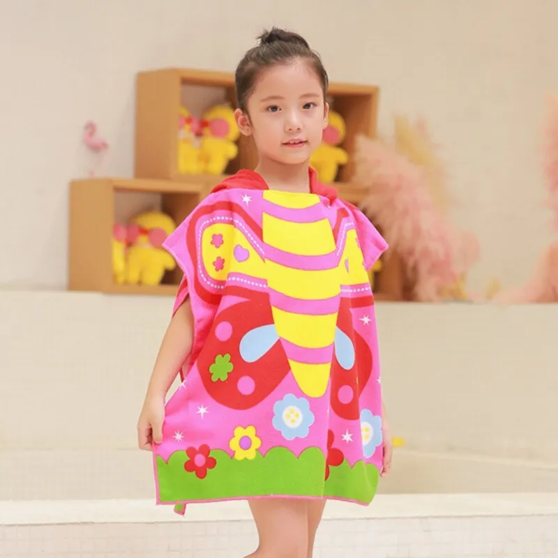 Towel Poncho for Children Microfiber Bathrobe Kids Surf Pool Changing Robe Girl Boy Quick Dry Beach Children's Swimming Towels