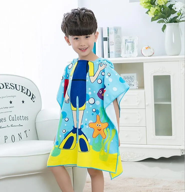 Towel Poncho for Children Microfiber Bathrobe Kids Surf Pool Changing Robe Girl Boy Quick Dry Beach Children's Swimming Towels