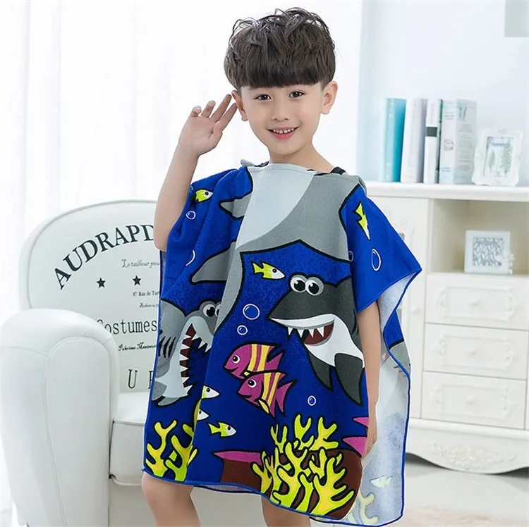 Towel Poncho for Children Microfiber Bathrobe Kids Surf Pool Changing Robe Girl Boy Quick Dry Beach Children's Swimming Towels