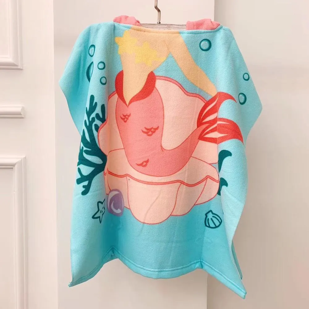 Towel Poncho for Children Microfiber Bathrobe Kids Surf Pool Changing Robe Girl Boy Quick Dry Beach Children's Swimming Towels