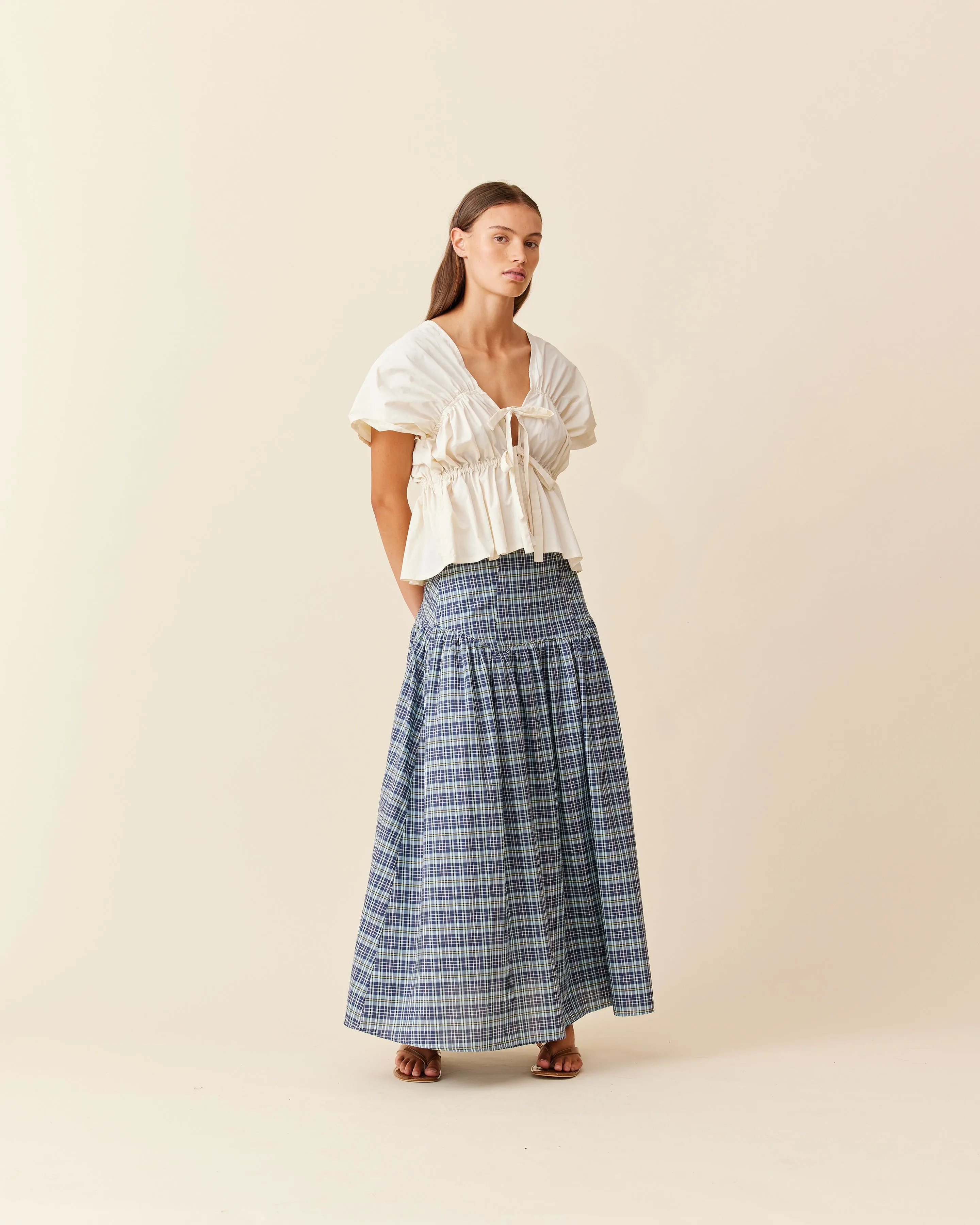 TRULLI SKIRT NAVY YELLOW TARTAN