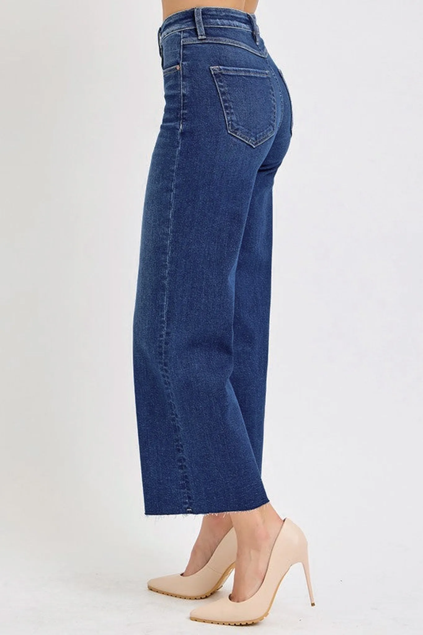 Tummy Control Dark Wash Cropped Jeans