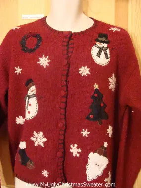 Ugly Christmas Sweater Party Jumber with Snowflakes, Snowmen