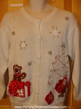 Ugly Christmas Sweater Party Jumper with Bling Bear and Tree