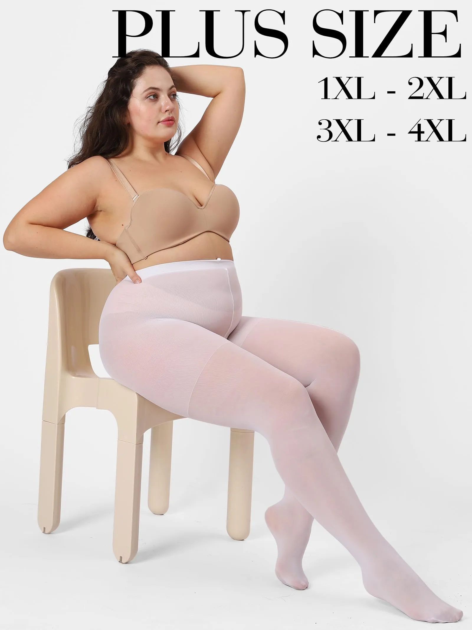 Unbelievable Durability Plus Size Pantyhose, Rip Resistant 40D Semi Sheer, Control Top Tights for Women