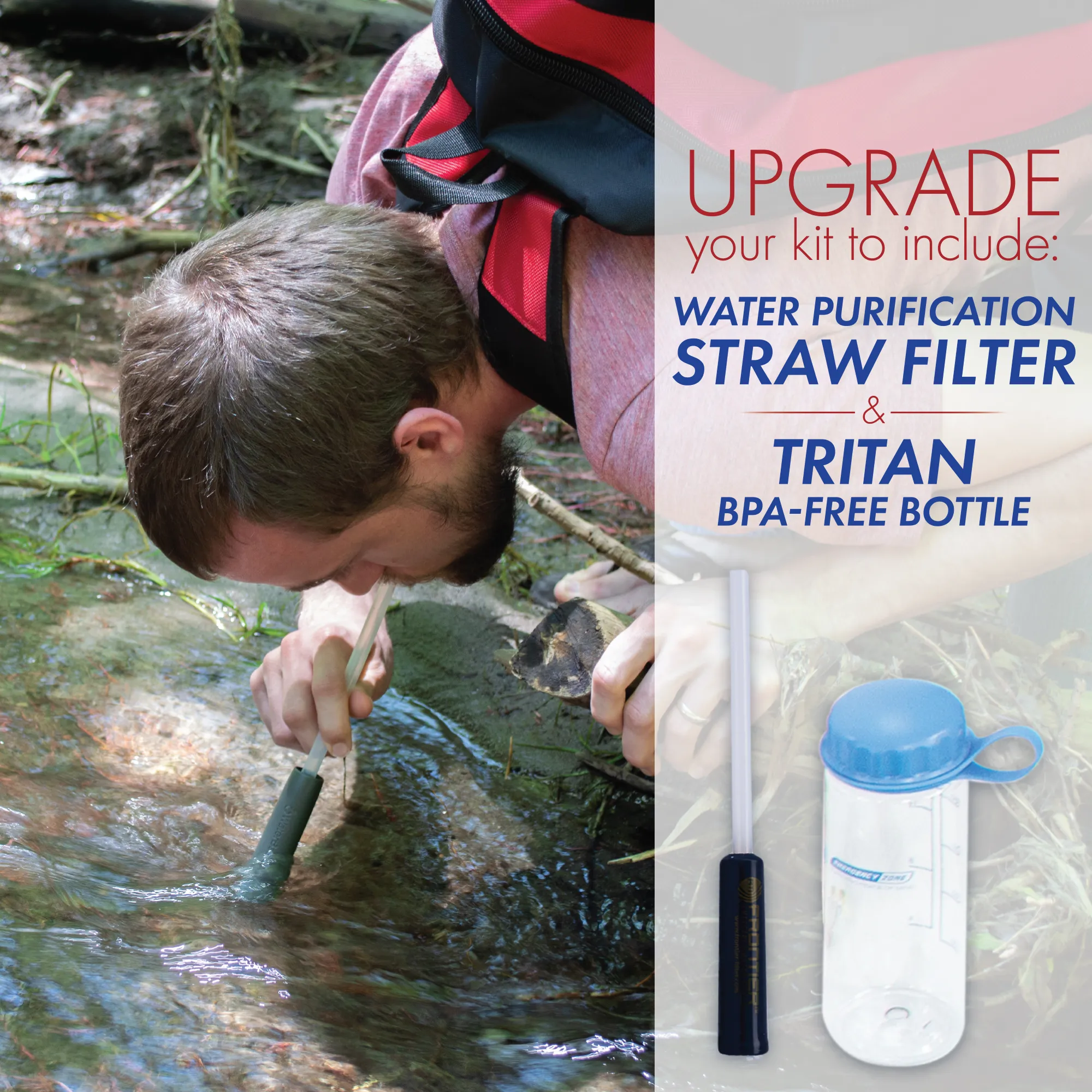 Urban Survival Bug-Out Bag with Water Purification Straw Filter - 2 Person