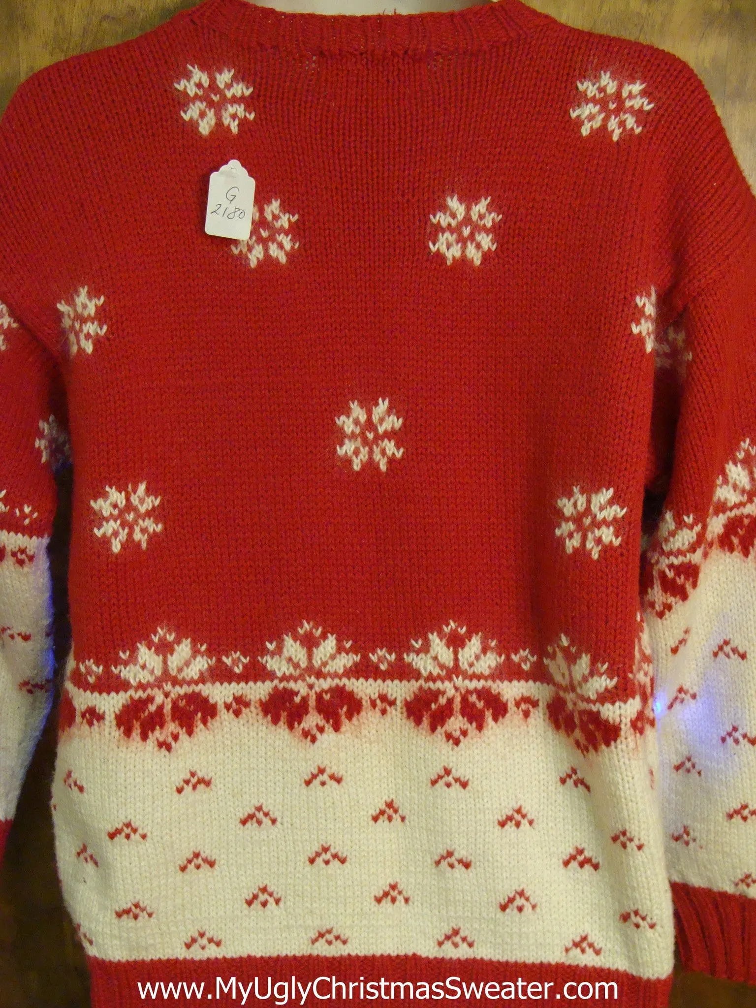 Vintage Reindeer Red Light Up Ugly Xmas Sweater