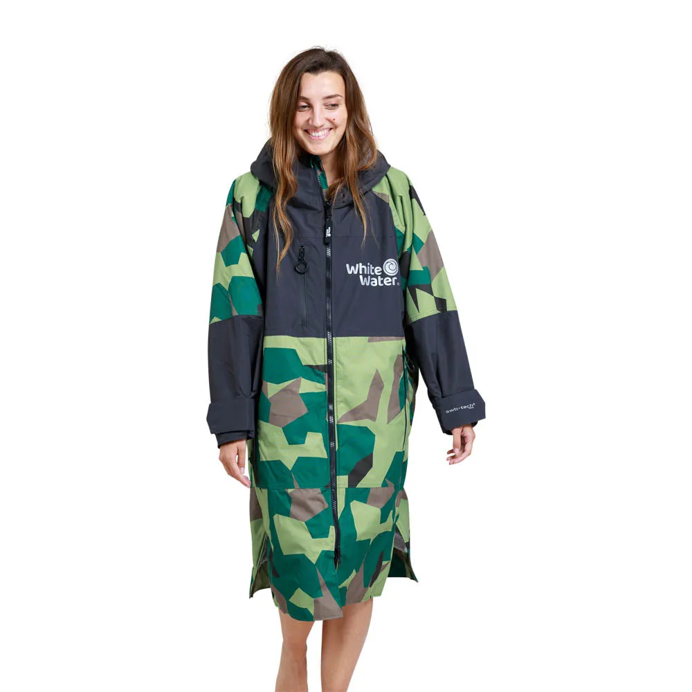 White Water Hard Shell Drying / Changing Robe - Camo/Black/Grey Lining