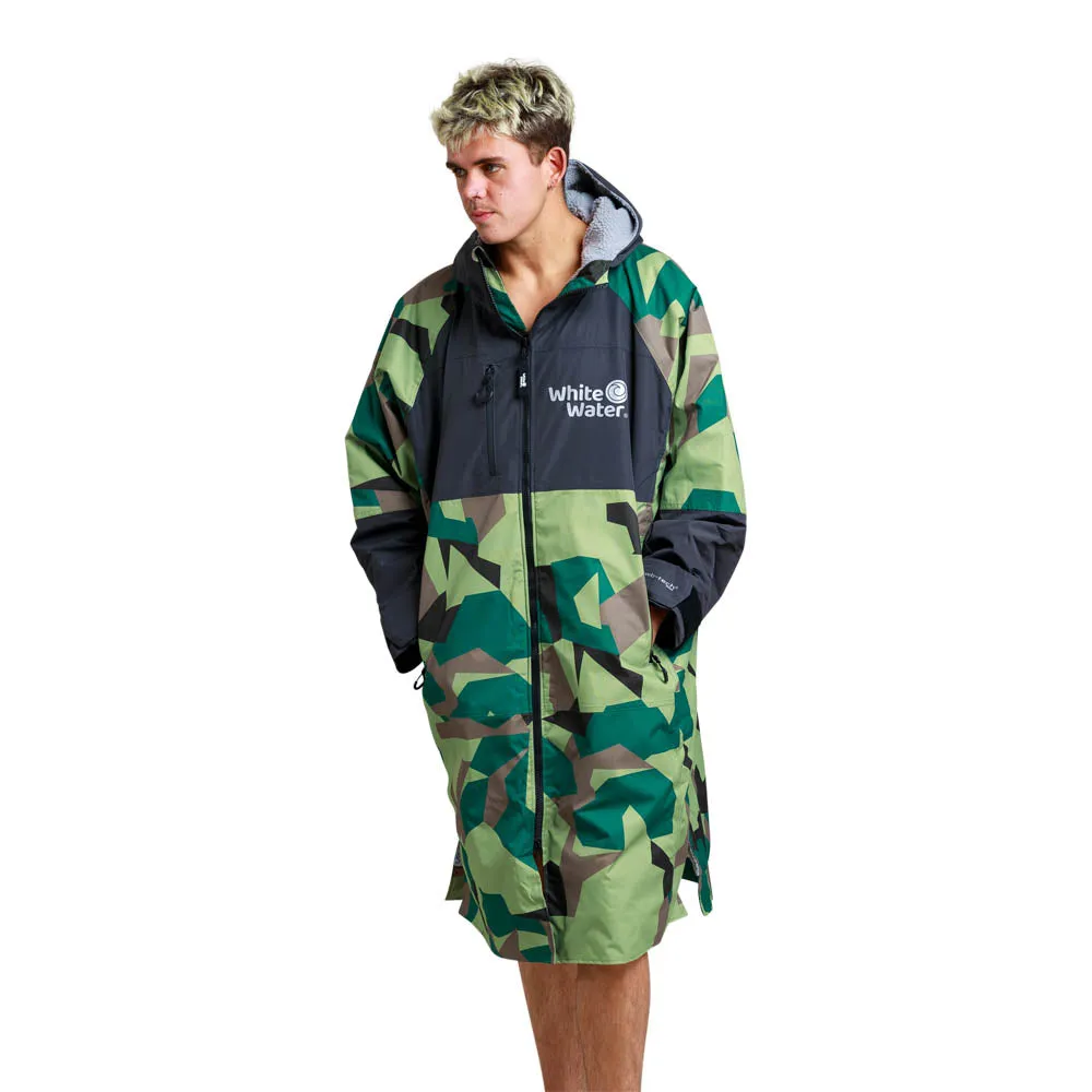 White Water Hard Shell Drying / Changing Robe - Camo/Black/Grey Lining