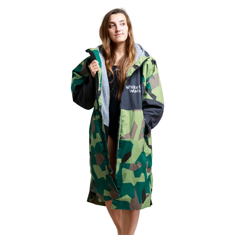 White Water Hard Shell Drying / Changing Robe - Camo/Black/Grey Lining