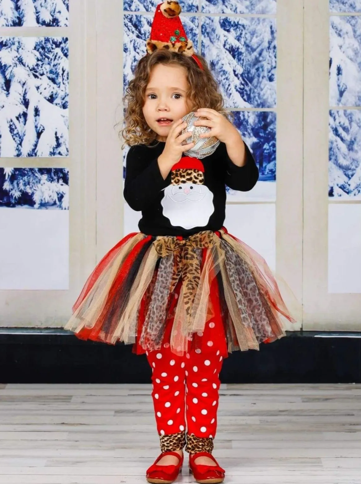 Wild For Santa Top, Tutu Skirt and Legging Set