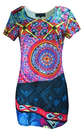 womens-short-sleeved-dress-with-mandala-and-flower-pattern-print