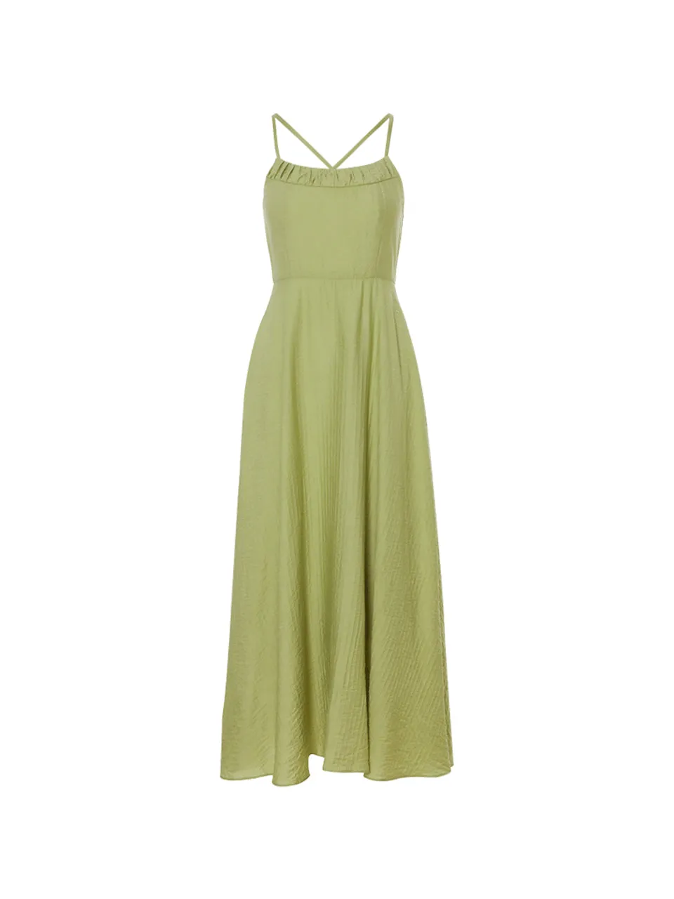 Wood Green Tie Long Dress