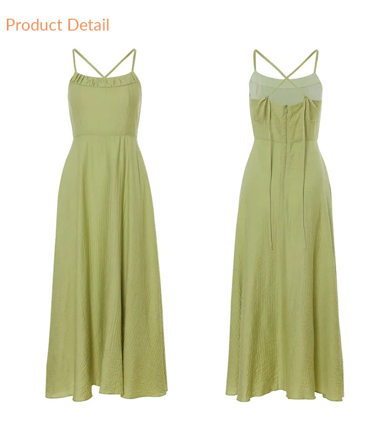 Wood Green Tie Long Dress