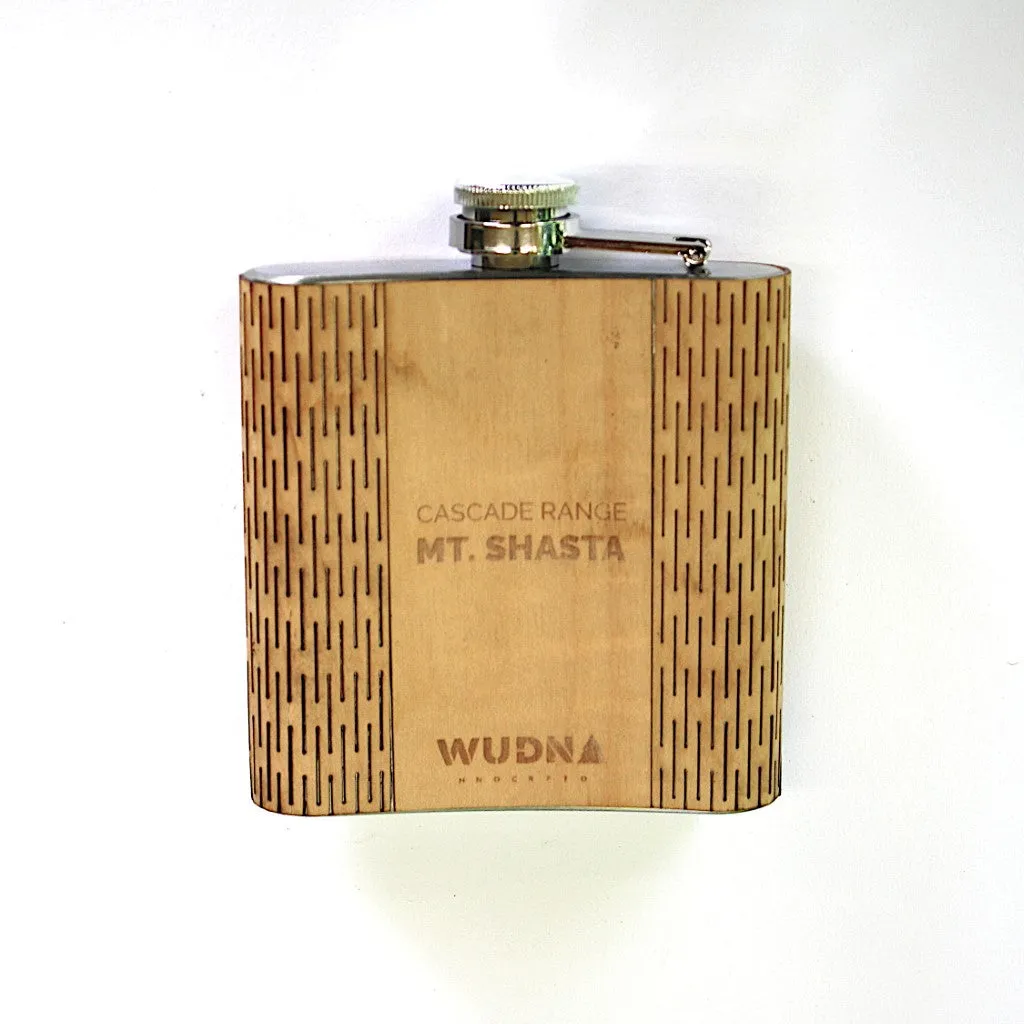 Wooden Hip Flask - Cascade Range (Mt. Shasta)