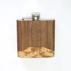 Wooden Hip Flask - Cascade Range (Mt. St. Helens)