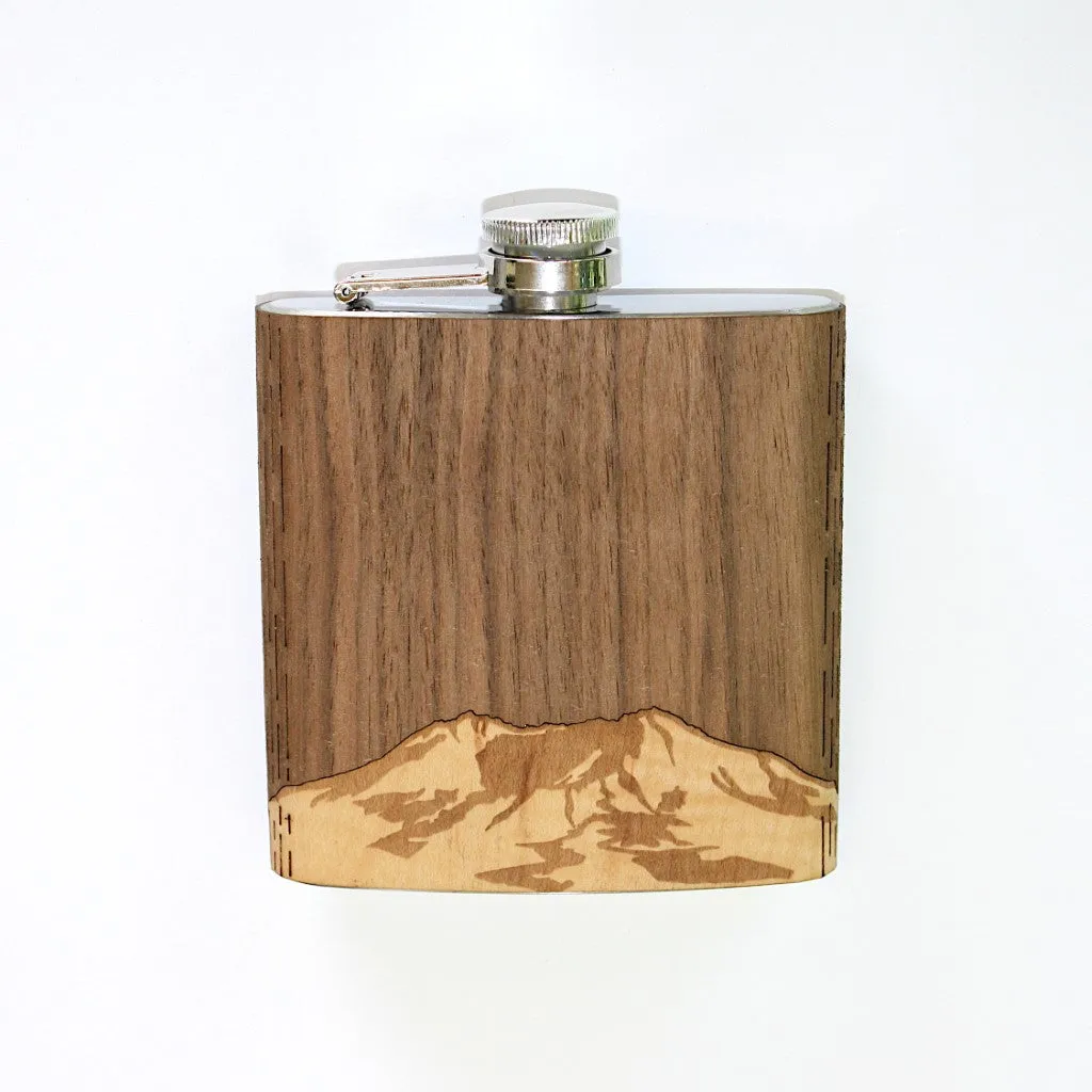 Wooden Hip Flask - Cascade Range (Mt. St. Helens)