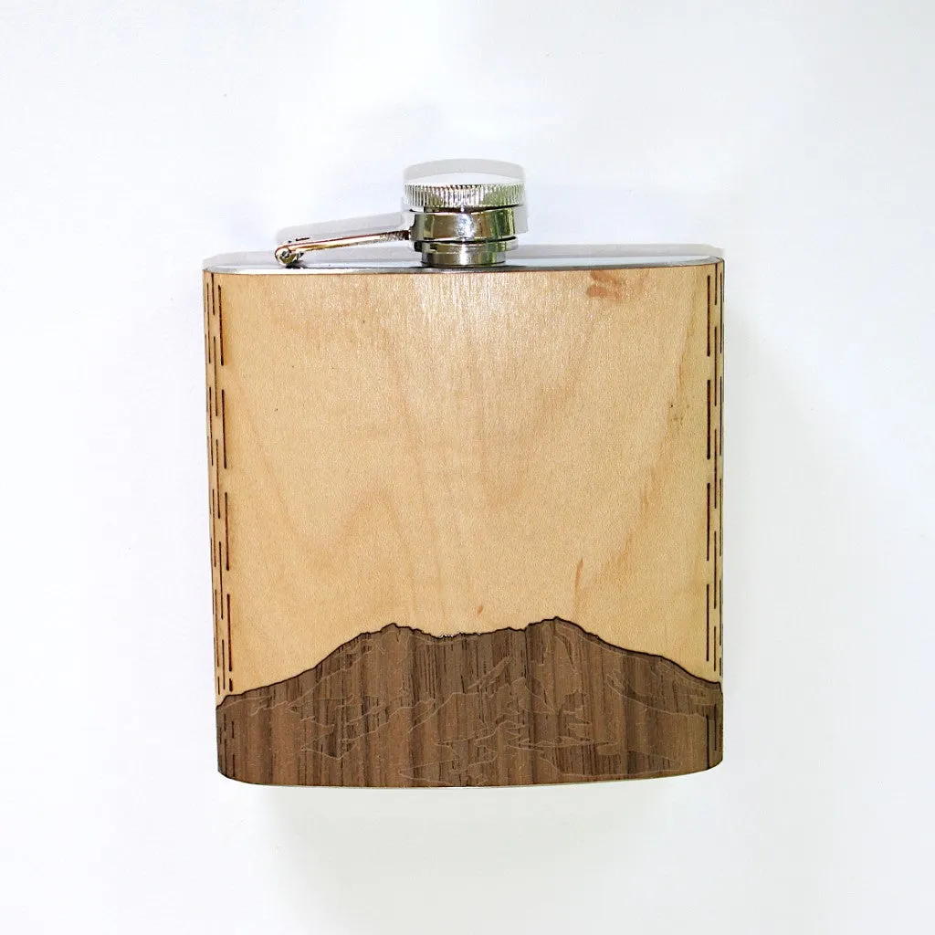 Wooden Hip Flask - Cascade Range (Mt. St. Helens)