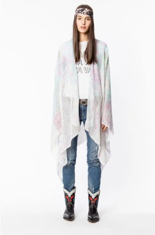 Zadig and Voltaire India Splash Cotton Knit Poncho