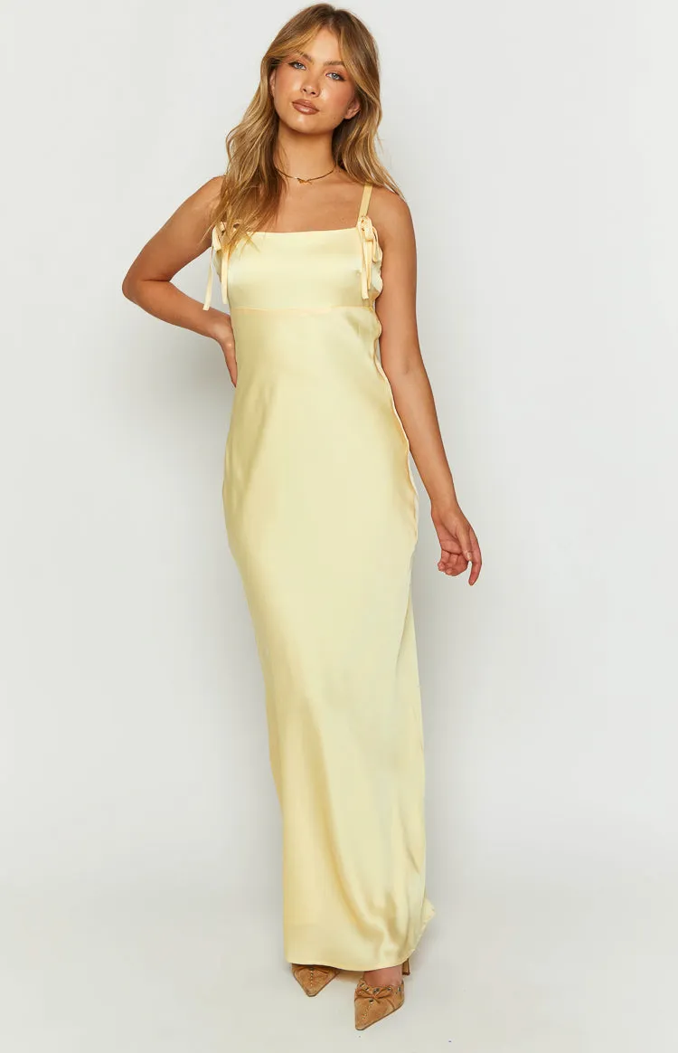 Zya Yellow Satin Maxi Dress