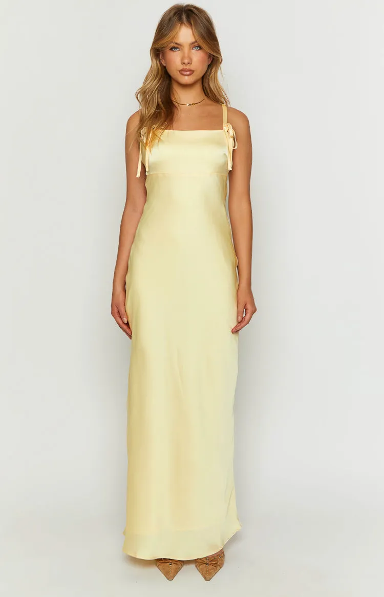 Zya Yellow Satin Maxi Dress